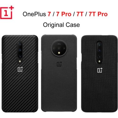 Original Official OnePlus 7 Pro 7T 7 7T Pro Protective Case Karbon Carbon Sandstone Nylon Bumper Silicon Case Back Cover Shell