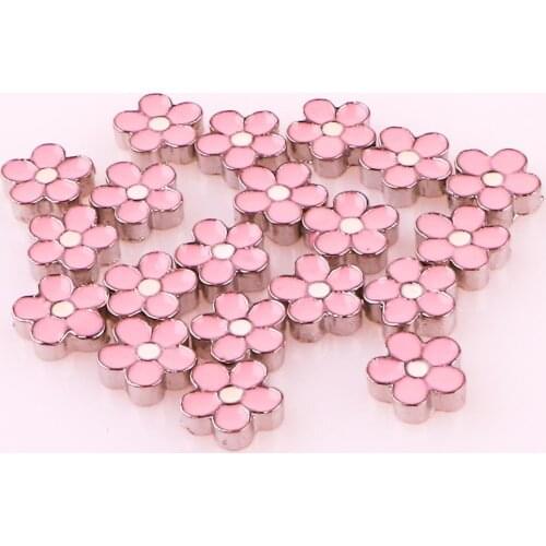 F798 Pink flower plant floating charms for living memory glass floating locket charms DIY jewelry 20pcs/lot