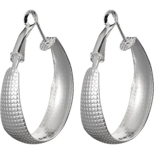 New Plated Flat U Web Hoop Earring For Women Fashion Wedding Party Christmas Top Quality Jewelry Gift Wholesale High Quality