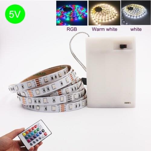 3AA Battery 5V USB LED Lights Strip2835 DC Decoration Remote Controller Ribbon Lamp White Warm RGB For Room TV Mirror BackLight
