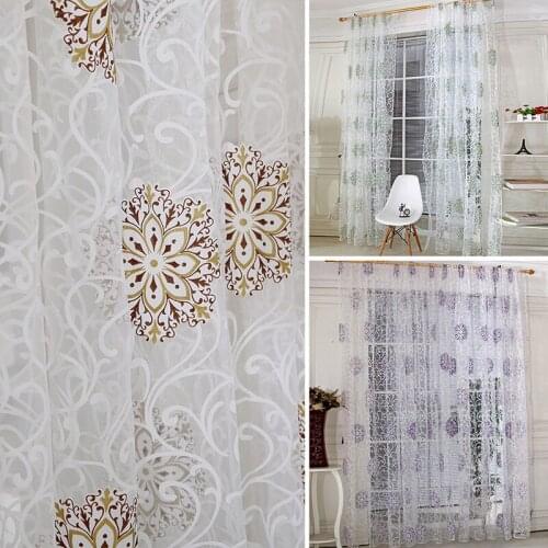 Room Floral Tulle Window Curtain Drape Panel Decal Scarf Valances Door Decor Living Room Bedroom Curtain 2021