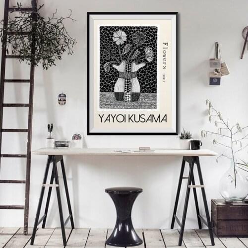 Japanese Artist Yayoi Kusama Famous Classic Art Abstract Canvas Painting Poster and Print Wall Pictures for Living Room Decor