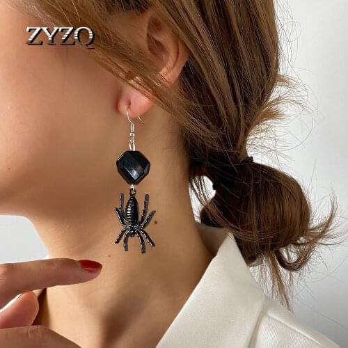 ZYZQ Neo-Gothic Exaggerated Spider Earrings For Women Punk Dark Spider Creative Earrings New Halloween Jewelry Accessories