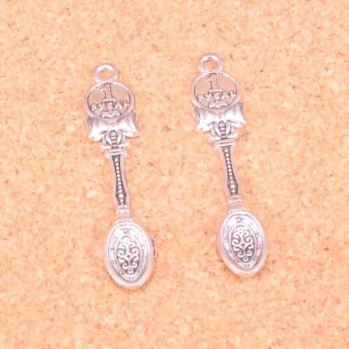 10pcs Antique Silver Plated kitchen cooking spoon Charms Pendants Fit Jewelry Making Findings Accessories 53*11mm