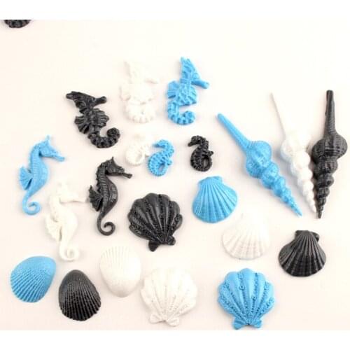 10pcs DIY resin seahorse conch shell nautical charms bijoux cabochon resin craft jewelry making ornament decoration boutique