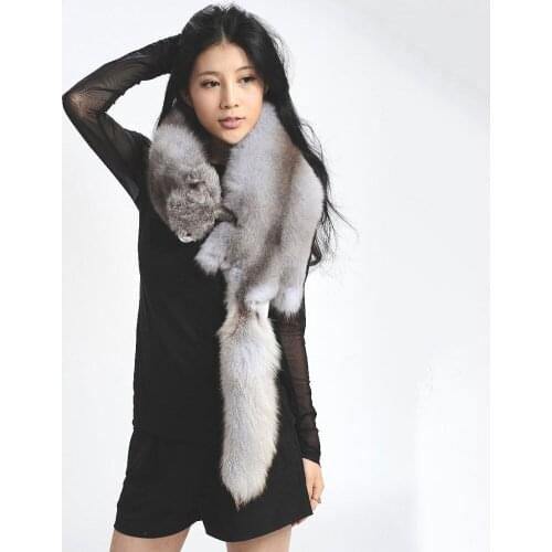 2020 fashion Popular Women natural one piece fox fur stole wrap Collar Scarf Fluffy natural white Winter Shawl Wrap Stole Scarfs