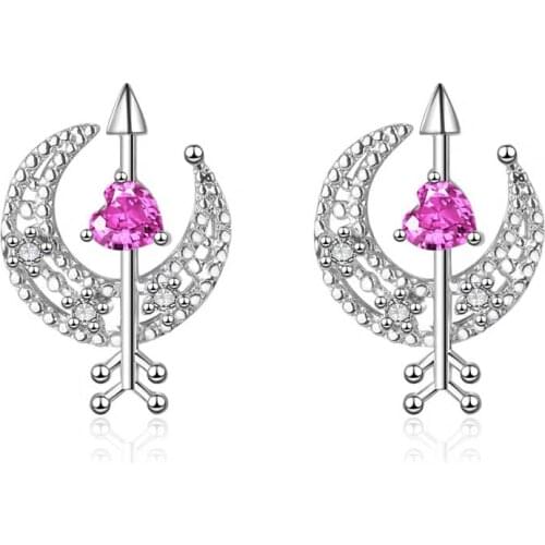 2021 Korean Fashion Jewelry New Trend Crystal Cupid Arrow Snowflake Moon Star Heart Stud Earrings For Women Girls Gift