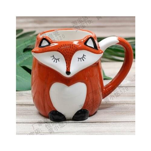 500ML Cute Animal mugs 3D panda Fox pig Coffee Cup Large Capacity Hand Painted Cartoon Ceramics Breakfast Milk Mug great gifts
