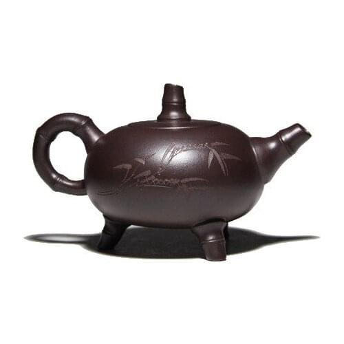 By xin-ming Chen handmade bamboo three-legged tripod pot of purple sand teapot travel tea set gift customization
