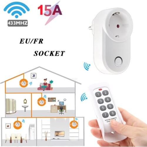 Wireless Remote Control Smart Socket Plug Outlet Adaptor EU/FR Wall RF 433mhz Electrical Switch Home Led Lamp
