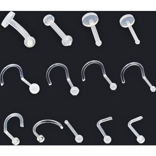 BOG- 1PC Bioplast Flexible Nose Lip Ring Labret Earring Eyebrow Ring Belly Ring Body Piercing Jewelry