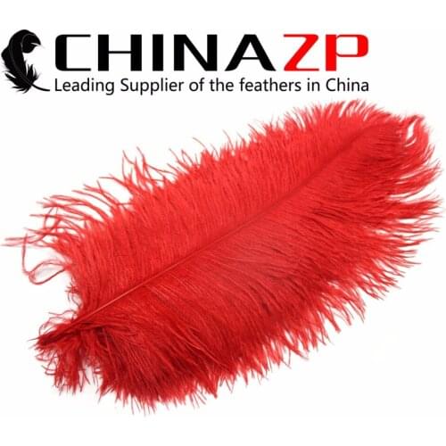 CHINAZP Factory Wholesale 50pcs/lot Size from 16inch to 18inch(40~45cm) Decorative Dyed Red Large Ostrich Feathers