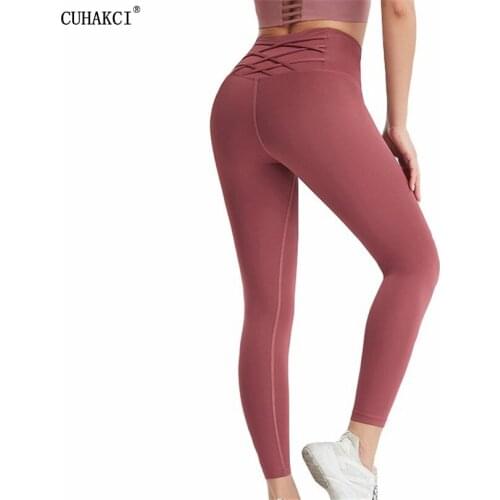 CUHAKCI Fitness Sports Seamless Sexy Yuga Pants Stretchy High Waist Athletic Exercise Activewear Trousers Women Gym Soild Black