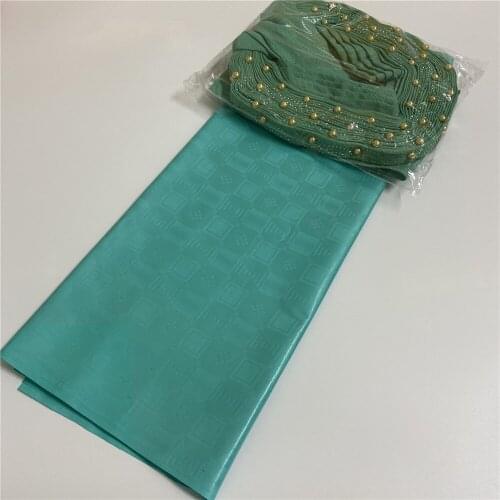 Dubai Design Best Bazin Brocade Richer Fabric Stones Beads Guinea Basin Garment Lace Material 5+2Yards For Dress