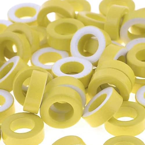 New Style 7mm Inner Diameter Ferrite Ring Iron Toroid Cores Yellow White 50PCS