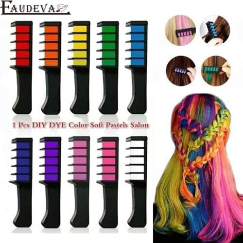 1pcs Temporary Hair Chalk Color Comb Dye Cosplay Washable Hair Color Comb for Party Makeup Women Makeup