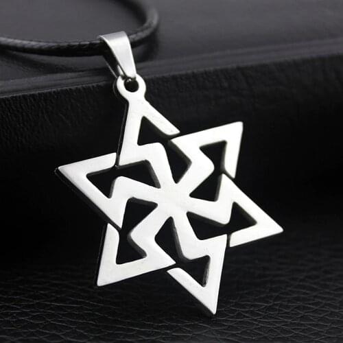 Stainless Steel Personality Star of David Pendant Necklace Men Hexagram Beads Chain Women Jewish Girl Jewelry Wedding Gift
