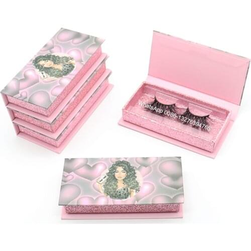 Customized Private Label Eyelash Packaging Box Mink Hair False Eyelashes Fluffy Wispy Crisscross Lashes Custom Eyelash Packaging