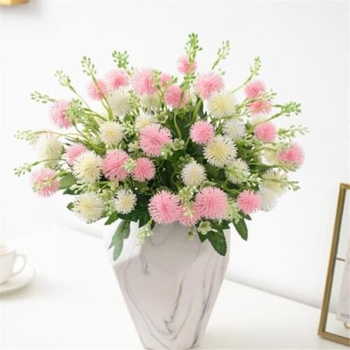 5pcs Artificial Deandelion Bunch Flowers Plastic White Pink Dandelion for DIY Bridal Bouquet Wedding centerpieces Table Floral