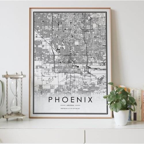 PHOENIX city map Nordic Living Room Decoration Canvas Poster Modern Home Decor Art Print Painting