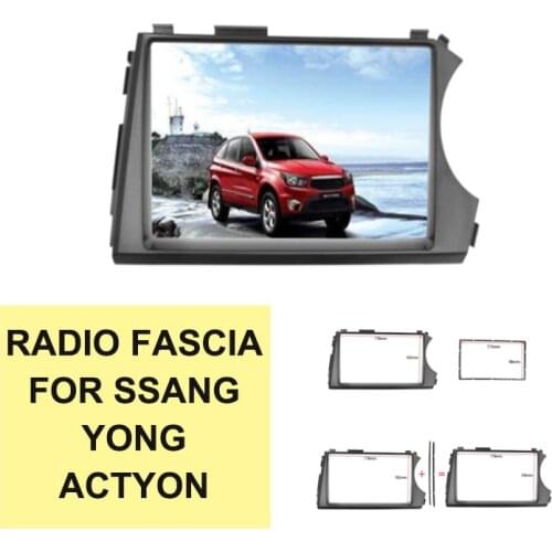 LHD 2 Din Fascia For SSANG YONG Actyon 2006-2009 Kyron Radio GPS DVD Stereo CD Panel Dash Mount AudioInstallation Trim Kit Frame