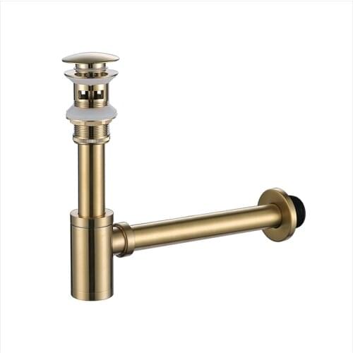 Brushed Gold Brass Bathroom Basin Sink Tap Bottle Trap Drain Kit Waste TRAP Pop Drain Deodorization