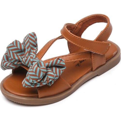 Children Sandals Shoes Girls Bow-Knot Hook & Loop Summer Princess Kid Party Fashion Beach Flat Toddler Baby
