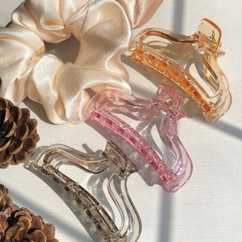 Oversized Hair Clip Acrylic Hair Claw Make UP Tool Transparent Ponytail Hairpin Solid Color Hair Accessories Geometry Hair Crab