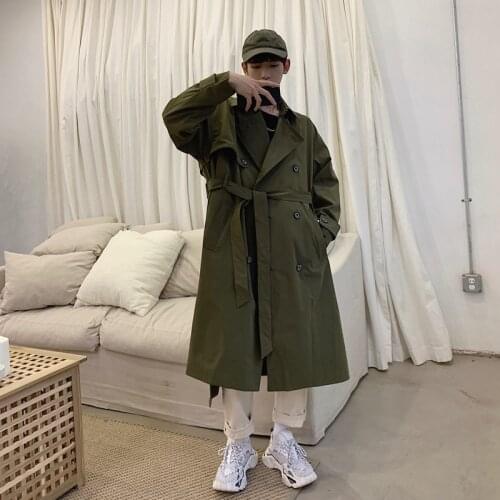 2021 Autumn Mens Long Windbreaker Leisure Male Trench Jacket Coats New Style Double Breasted Hombre High-quality Outerwear