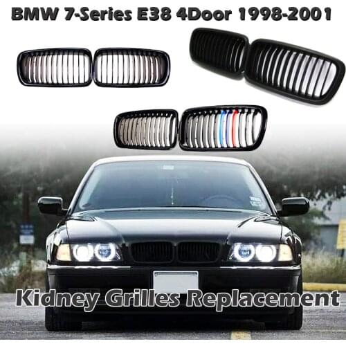 Front Hood Kidney Grille Bumper Matte Black Single Slat Grill Fit For BMW 7 Series E38 1994-2001,Car Accessories Part