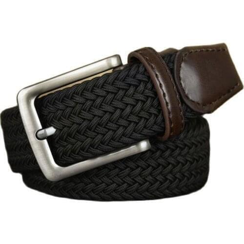 Plus size Retro Classic Pin Buckle Belt Eyeless Elastic Belt Nylon Lengthened 130cm Mens Canvas Belt