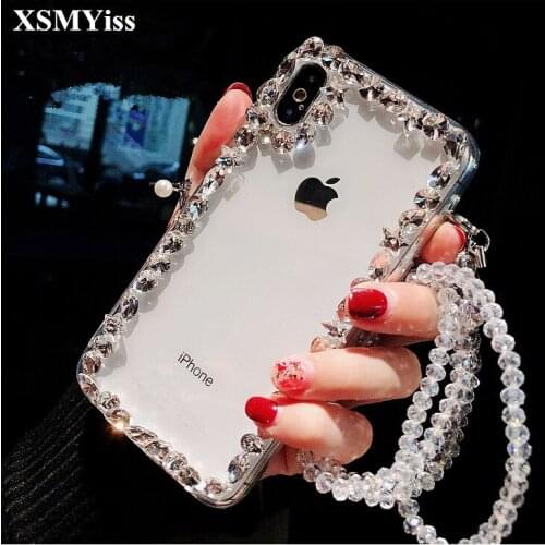 XSMYiss Bling Crystal Diamond Soft TPU Back Phone Case Cover For iphone 12 11 Pro MAX 6 6s 7 8 Plus XR Xs Max Protective Case