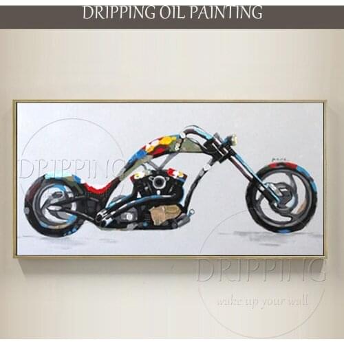 Artist Hand-painted High Quality Motorbike Oil Painting on Canvas Handmade Modern Halley Motorbike Oil Painting for Sofa Wall