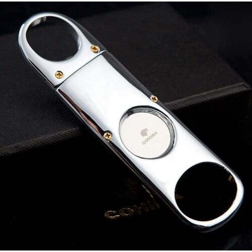 COHIBA Single Blades Stainless Steel Cigarette Silver Tone Cigar Cutter Pocket Gadget Zigarre Smoking Accessorie Guillotine 364J