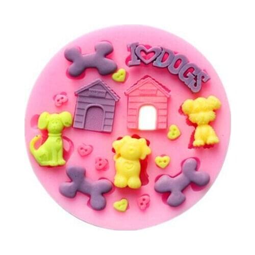 Free shipping Dog /house/bone Modelling fondant silicon mold chocolate cake decoration silicone mold silicone mold