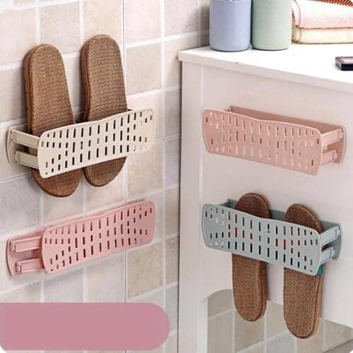Folding Wall Hanging Storage Rack Paste Household Shoes Slippers Suction Shelf