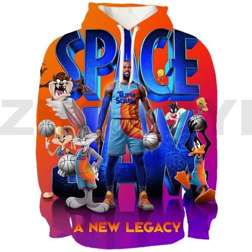 3D Print Anime Sweatshirt Space Jam A New Legacy Hoodie Tops Basketball Team Hoodies Men Pullover Oversized Streetwear Teenagers