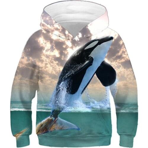 2020 Boy/Girl 3D Sweatshirts Children Space Galaxy Sea Fish Whale Water Printed Thin Hooded Hoodies Kids Pullovers Clothes Tops