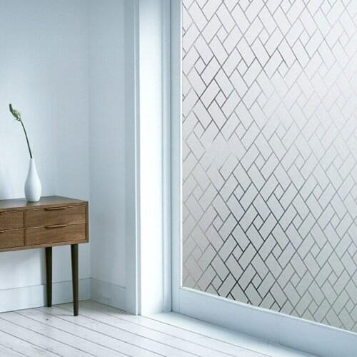 3D Plaid Lattice Frosted Static Cling Window film Privacy Protection Glass Vinyl Film sticker Bathroom Meeting Room Length 100cm