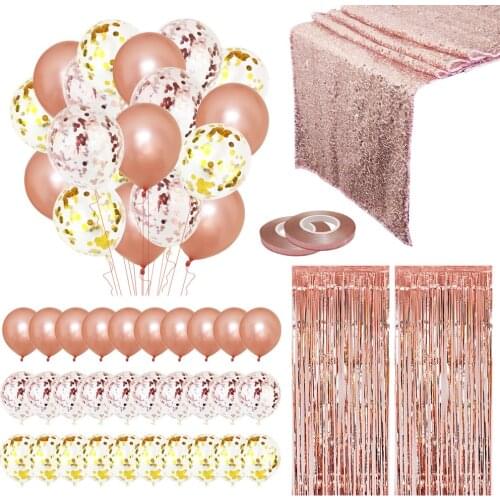 Party Decoration Suit Rain Silk Curtain Sequin Table Cloth 30 * 275 cm Rose Gold Ribbon