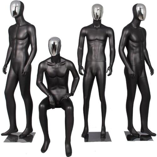 High Quality Mens Black Korean Plated Face Dummy Men Clothing Mannequin On Sale