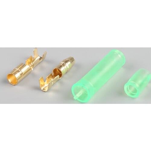 100pcs/lot 4.0 male and female insulated terminal brass color block sleeves with green sheath,0.3-1.5mm2