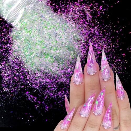 20g Iridescent Glitter for Nail Design Sparkly Mirror Sequins Ultra-thin Mermaid Irregular Flakes Manicure Nail Art Decorations