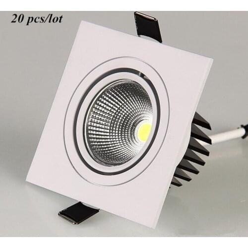 20pcs Square Bright Recessed LED Dimmable Square Downlight COB 6W 9W 12W LED Spot light decoration Ceiling Lamp AC 110V 220V