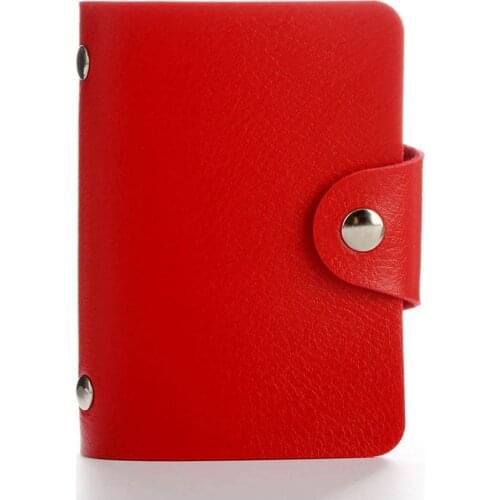 24 Cards Slim ID Credit Card Holder 10x7cm PU Leather Pocket Case Solid Purse Mini Wallet with Buckle Business Card Hold Up