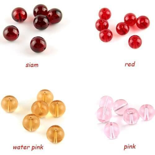4mm 6mm 8mm 10mm Chinese Smooth Siam/Red/Water Pink/Pink Crystal Glass Beads Round Loose Spacer Beads for Jewelry Making