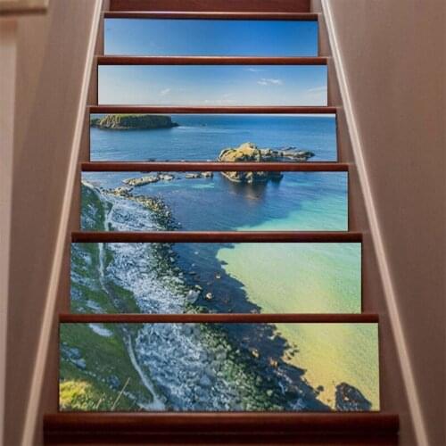 3d Hd 6pcs Home Floor 3D Wall Sticker DIY Wallpaper Pattern for Room Stairs Decoration Self-adhesive Stairway Stickers Tile