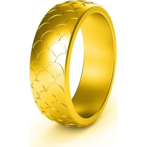 8.7mm Affordable Silicone Ring Rubber Wedding Bands for Men Food Grade FDA Casual Sports Fish Scale Finger Ring