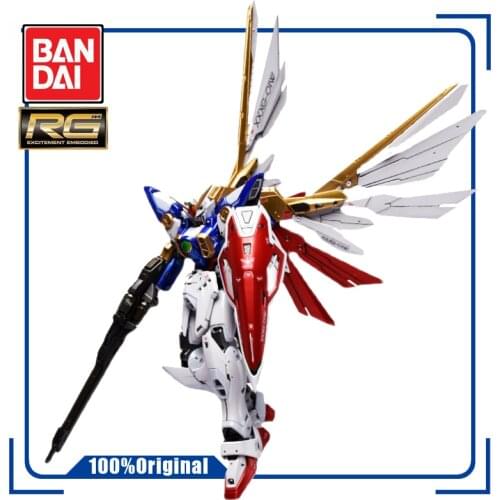 BANDAI RG 1/144 TV Wing Gundam XXXG-01W Alloy Coloring Assembly Model Action Toy Figures Gifts for Children