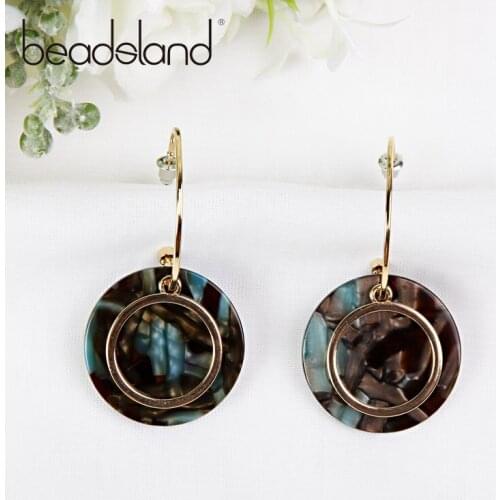 Beadsland Drop Earrings Acetic Acrylic Disc And Metal Circles Design Fashion Ethnic For Women Girls Dancing Party Gift 40000
